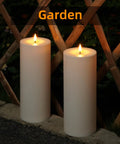 Outdoor Flameless LED Pillar Candles Set Of 2 11 By 4 Inches Waterproof Battery Operated With Remote And 10 Key Timer