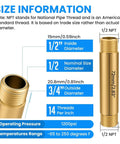 Beefy Brass Pipe Fitting Long Nipple One Half NPT Male To One Half NPT Male 4 Inch Cast Straight Extender Connector with size info