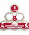 Clear Packing Tape 60 Yards Per Roll, Pack of 6 Rolls, 2.7 Mil Thick Heavy Duty Adhesive