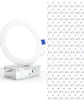Six Inch Led Recessed Ceiling Lights 120 Pack Canless Slim Wafers With Junction Box Ic Rated Dimmable Cool White displayed with junction box and multiple units.