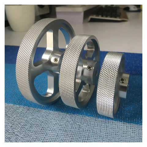 Aluminum alloy Synchronous Encoder Wheel Measuring Wheel for Rotary Encoder Meter Counting Wheel Circumference 200 250 300mm, silver, various sizes.