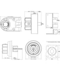 Technical drawing of Keyless Jimmy-Proof Deadbolt Lock With Unpickable Night Latch And Anti Mislock Button 304 Stainless Steel Heavy-Duty Security