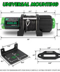 4500 Pound Waterproof Electric Winch For ATV And UTV With Synthetic Rope Wireless Remote Mounting Bracket dimensions