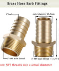 Solid Brass Hose Barb Fitting 1 Inch To 1 Inch NPT Male Adapter For Air Water Fuel And Home Brew Plumbing, corrosion resistant image