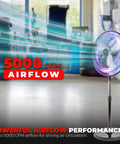 20 Inch High Velocity Shop Fan With Telescoping Height, 3 Speed Control, Adjustable Tilt, Heavy Duty Standing Floor Fan in garage.