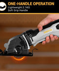 Compact Electric Mini Circular Saw With Adjustable Depth Dial And Three Heavy Duty Blades For Rip Through Wood Plastic And Soft Metal With No Sweat Precision in hand, lightweight 2.1KG