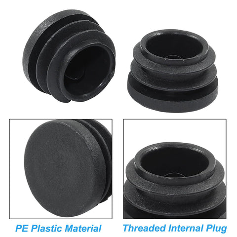 Twenty Pack Seven Eighths Inch Round Plastic Plug End Caps For Furniture Tubing Fit Inner Diameter 0.78 To 0.82 Inch Black Durable PE