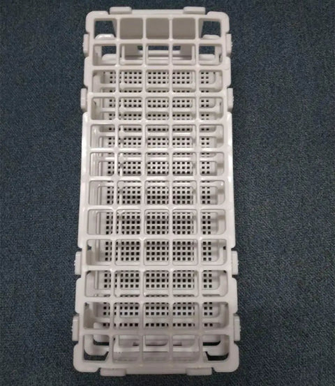 Top view of Handy 3 Pack Plastic Test Tube Rack For 16mm Tubes 60 Hole Lab Rack Detachable And Lightweight White Storage Holder