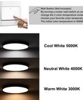 3 color temperatures for 24 Inch Black LED Flush Mount Ceiling Light Modern Large Round Fixture Brighten Up Space 40W Ceiling Lamp