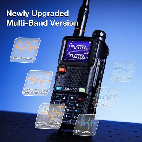 10W Ham Radio Handheld with Long Range VHF UHF Two Way Walkie Talkie NOAA Weather Receiver USB C 2500mAh battery