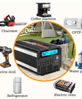 Top Notch 4000 Watt Power Inverter Juices Up Your Rig Converting 12V Dc To 110 Or 120V Ac For Rvs Cars And Off Grid Solar Builds With Wireless Remote Smart Lcd And Fast Charge Ports with various devices.
