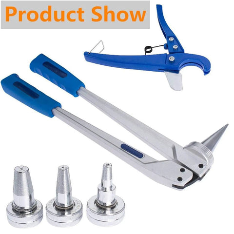 Pex Tube Expansion Tool Kit With 1/2, 3/4, 1 Inch Expansion Heads, Manual Expander, And Tube Cutting Pliers, DIY friendly handles