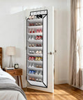 Over The Door 10 Tier White Hanging Shoe Organizer With Deep Pockets Holds 20 To 30 Pairs For Sneakers And Boots Durable Nonwoven Fabric Door Storage