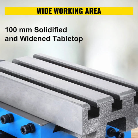 Close-up of Precision Milling Cross Slide Table For Milling Machines, highlighting 100 mm solidified and widened tabletop.