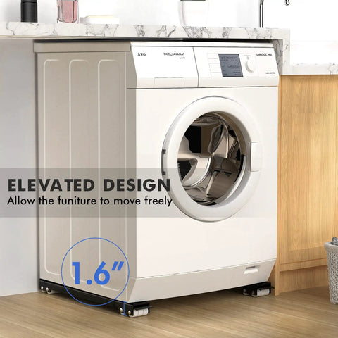 Washing machine on Extendable Furniture Dolly With Telescoping Base, Heavy Duty Mobile Roller For Appliances, Adjustable 17 To 28 Inch Washing Machine And Fridge Stand, Moving Cart For Washer Dryer Dishwasher Black.