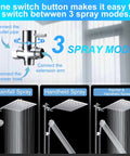 Dual Shower Head Combo: 10-Inch Rain Shower Head With 11-Inch Extension Arm And 10-Mode Handheld Shower Head, Chrome Finish