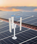 Vertical Axis Wind Turbine Kit 12V 40W With 3 Phase Permanent Magnet Motor Low Noise ABS Blades on rooftop with solar panels