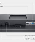 Ports and connectors of the 27 Inch FHD IPS Monitor with 75Hz refresh rate and 3H hardness anti glare screen, black.