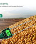 Portable Grain Moisture Meter With LCD Display And Dual Steel Probes, High Precision Hay Moisture Tester For Rice Wheat Corn And 14 Other Crops, Voice Broadcast Alerts, User Friendly And Ergonomic Anti Slip Handle measuring soybeans