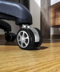 Heavy duty office chair caster set rolls smoothly on hardwood, steel and polyurethane, ideal for home and commercial use.