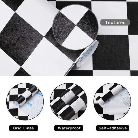 Peel And Stick Mosaic Checkered Black And White Wallpaper Self Adhesive Contact Paper Close-up Showing Texture And Features