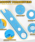 5-in-1 multi-function cable stringer with ruler, magnetic base, arc gauge, and V-groove slot on white background.