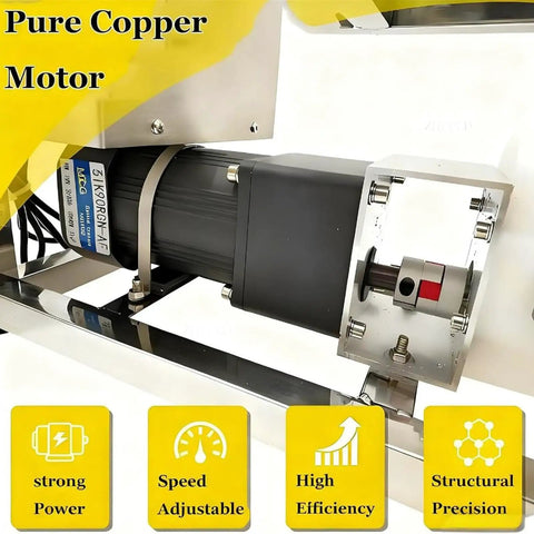 Heavy Duty Viscous Liquid Transfer Pump For Honey And Paste Stainless Steel Gear Pump 90W Electric Delivers Up To 8 Kg Per Minute About 5.7 L Handles 800 to 4000 cP Food Grade Easy Pour And Clean, black motor close-up