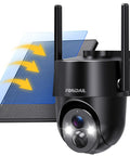 Solar Powered Outdoor Security Camera With 2K 360 Degree View Wireless WiFi Color Night Vision PIR Detection Two Way Audio Motion Alerts