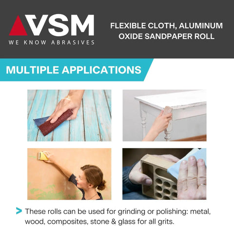 Pro Grade One Inch by Fifty Yard Aluminum Oxide Sanding Shop Roll 150 Grit Fine F Weight Cotton Cloth for multiple uses