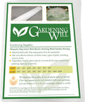 Package display of Gardening Will mesh netting, 20Ft By 25Ft Fine Mesh Garden Netting With Insect Barrier, white PE material shown.