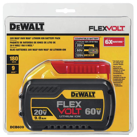 20/60V Max Flex Battery 9Ah Heavy Duty Lithium Battery for Power Tools in packaging, universal fit for 20V and 60V systems