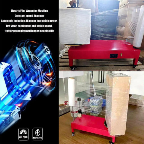Heavy Duty Electric Pallet Wrapping Machine With Adjustable Turntable, Double Shaft Stretch Film Dispenser For Warehouse Crews, built for efficient pallet sealing.
