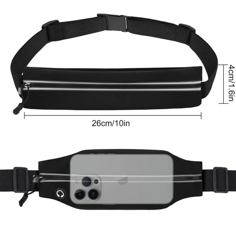Waterproof Running Belt Fanny Pack For Men And Women Slim Running Bag With Adjustable Elastic Belt Phone Card Wallet Pocket PU Coated