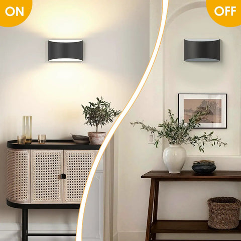 Straight Up Modern Matte Black LED Wall Sconces Set Of Two Hardwired Fixtures With 3000K Warm White Glow for chic home decor and ambiance.