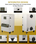 Straight Up Heavy Duty Smoke Purifier For Laser Engraving And Welding Station, carbon steel body with wheels and digital panel.
