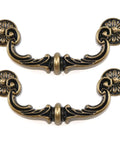 Two Pack Bronze Heavy Duty Cabinet Pulls 6 Inch Center To Center Ornate Floral Dope Vintage Vibe Dresser Drawer Handles For Vintage Furniture