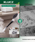 Kick Dirt To The Curb With This 14in1 Handheld Steam Cleaner demonstrating waterless detection with visible steam.