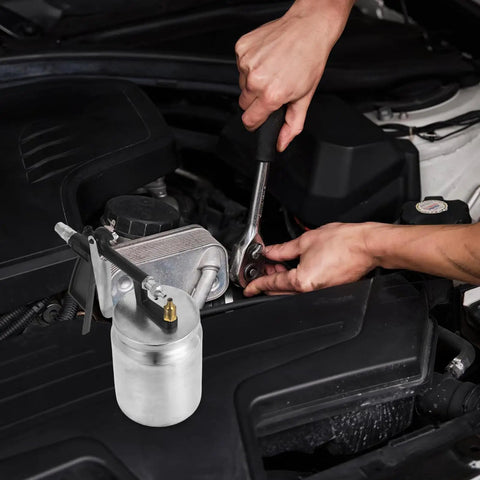 High Performance Pneumatic Paint Sprayer With High Atomization For Cars Furniture Doors And Garden Slick Finish Rapid Painting Tool in use, showing detailed hands working under the hood.
