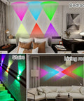 360 Degree Rotating RGB LED Wall Light Bar For DIY Wall Art Decor Ambient Mood Lighting With 18 Modes displayed in bedroom, stairs, living room