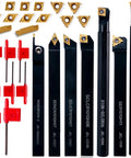 Pro Grade Carbide Lathe Tool Set For Turning And Threading, All-In-One 21-Piece Kit With Seven Three-Eighths Inch Shank Turning Holders