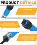 Industrial Grade Photoelectric Sensor M18 Diffuse Reflection, Three-Line Detection Range 200cm, with plastic housing and LED lights