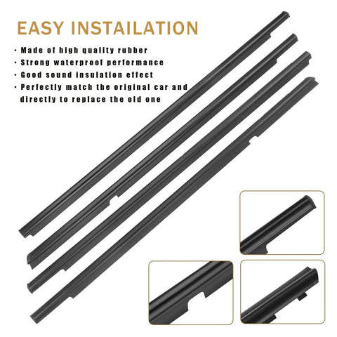 4Pcs Weatherstrip Window Molding Trim Seal Belt For Mitsubishi Lancer 2008 2017 Outer Door Window Seal Replacement Rubber Kit