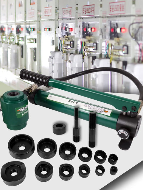 Hydraulic Knockout Punch Set With Separable Pump For Electrical Conduit Hole Cutter One Half To Two Inch 8 To 12 Ton Capacity