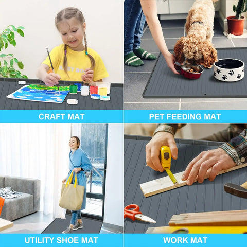 34 Inch By 22 Inch Under Sink Mat Waterproof Silicone Drip Tray With Drain Hole Cabinet Protector in various uses