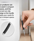 Pro Quality Two Piece Nail Setter Kit Featuring Dual End Spring Loaded Center Punch Tools Tough As Nails Construction Pocket Ready Design Perfect For Fine Carpentry And Deck Projects in use, showing compact design and curved handle.