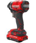 Red and black Brushless Cordless Impact Driver With One Quarter Inch Chuck Battery And Charger Included Delivers Up To 1500 In Lbs Torque