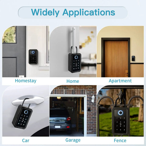 Smart Key Lock Box With Bluetooth Unlock Fingerprint Recognition TTLock App Control Ekey Passcode IC Card Access And Remote Access applications