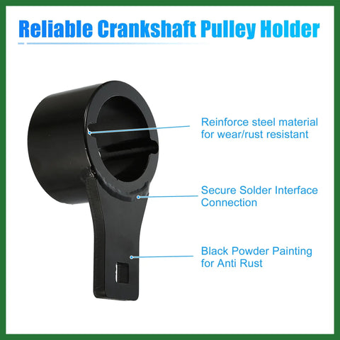 Crankshaft Damper Pulley Holding Tool Half Inch Drive For Toyota 1996 And Later And Lexus 1990 And Later With M8x1.25 Crank Bolts Black