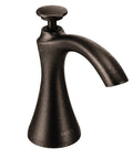 Oil Rubbed Bronze Dope Transitional Deck Mounted Kitchen Soap Dispenser With Above The Sink Refillable Bottle 18 Oz Easy Top Lift For Soap Or Lotion Durable Modern Style, angled view.