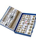 Top Pick Alloy Steel Tap And Die Set With 86 Pieces Includes T Handle Holders Gauges For Metalworking And Rethreading Tasks Perfect Metric Tool Kit For Your Home Workshop Or Industrial Garage Jobs open case